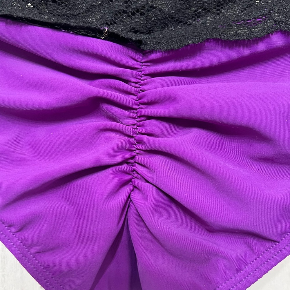 Daisy Beachwear Purple with Black Lace Band Bikini Bottom Scrunch - Picture 4 of 4